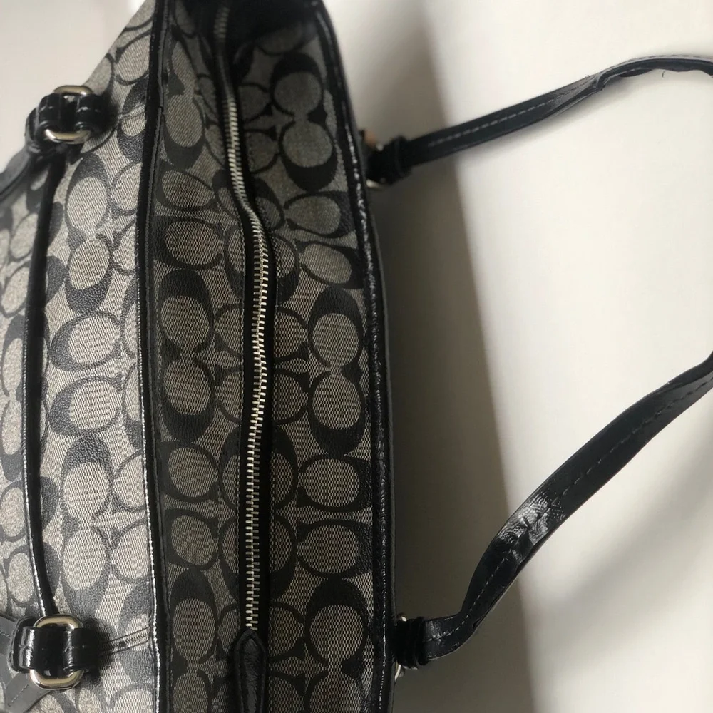 Coach Black Peyton Signature Tote